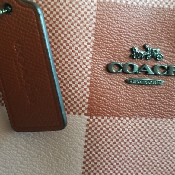 Coach plaid tote(buffalo plaid, red and rose) NWOT - Picture 7 of 15